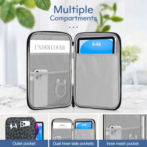 Image of Dadanism 9-11 inch Tablet Sleeve Bag Carrying Case for iPad (A16) 11th Gen 11 inch, iPad 10th Gen 10.9 inch Air 5 /4, iPad Air M4 /Pro 11 inch, iPad 9 /8 /7th, Galaxy Tab A11+ Plus 11 inch, Remarkable 2 10.3 inch,Leopard Black