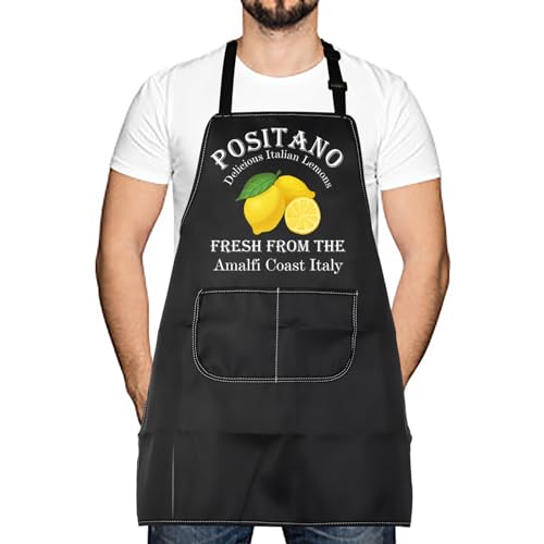 Tablier Positano en coton à motif citrons italiens taille unique