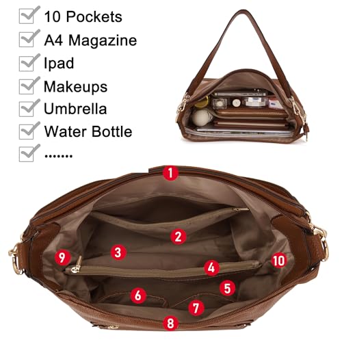 Image of Qiyuer 13 inch Women Spacious Soft PU Handbag Hobo Bag Purse Wallet Set 4pcs | Large, Dual-use Crossbody & Shoulder Bag, Multi-pocket, Divided Compartments, Fits Tablet, Versatile for Daily & Work