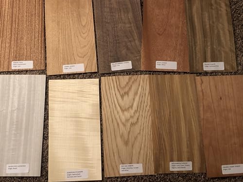 40-6" x 12" Labeled Wood Veneer Pieces (20 Square Feet) Exotic and Domestic Marquetry Arts Crafts Pack