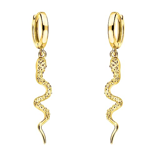 Sofia Milani - Pendientes Para Mujeres En Plata De Ley 925 - Chapados En Oro - Pendiente Colgante De Serpiente Estampada - E2057 Sofia Milani - Pendientes Para Mujeres En Plata De Ley 925 - Chapados En Oro - Pendiente Colgante De Serpiente Estampada - E2057