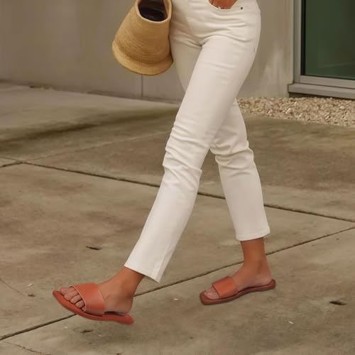 Image of FITORY Women's Slide Sandals Fashion Square Open Toe with Cushioned Footbed Slippers for Beach Size