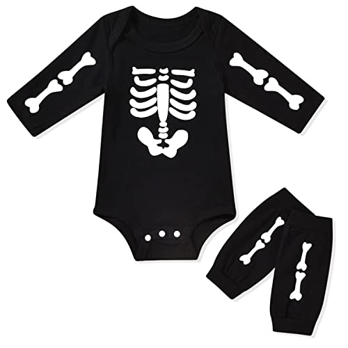 Aalizzwell Newborn Baby Boys Girls Halloween Outfit Bodysuit with Leg Warmers