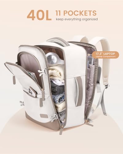 LOVEVOOK Handgepäck Reiserucksack 4 Stück, 40L Rucksack Damen Groß Flugzeug mit Nass- und Trockenfach 45x36x20, 17.3 Zoll Laptop Travel Backpack Kofferrucksack Carry On Luggage für Trip Reise