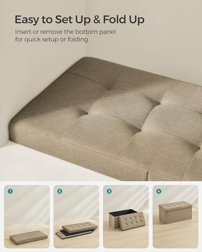 Image of SONGMICS 30 Inches Storage Ottoman, Foldable Bench with Flipping Lid
