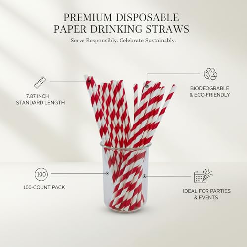 Pitillos desechables de papel rojo x100 unidades miniatura 5