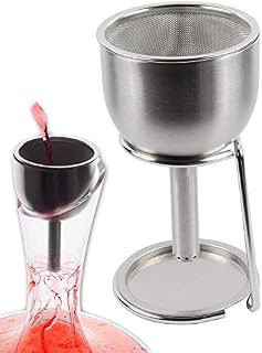 Plaisir de la Cave 3in1 Steel Funnel with Strainer (Wine Shower + Aerator + Filter + Storage Stand) - Improves Wine & Clears Residues