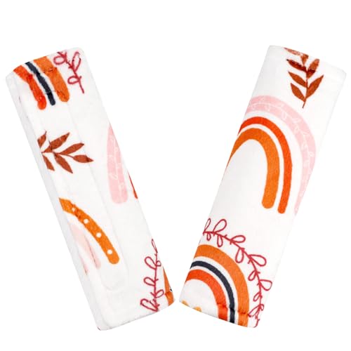 Image of Pea Pod Baby Car Seat Strap Cover 2 Pack Rainbow Car Seat Straps Shoulder Pads, Seat Belt Cushions Pads for Infant Car Seats, Stroller, Pushchair