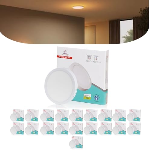 Image of D'Mak 22 Watt Round LED Surface Panel Light for Indoor Lighting - Warm White (Pack of 20)