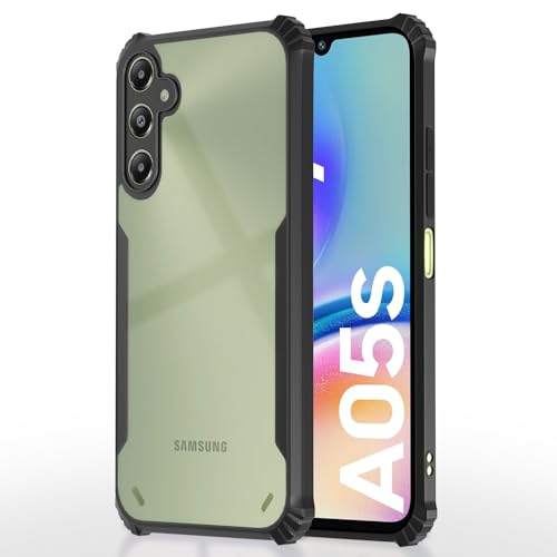 Image of Pikkme Samsung Galaxy A05s / M14 4G Back Cover | Crystal Clear Transparent Back | Ultra Hyrbid | Full Camera Protection | Raised Edge | Bumper Back Case (Black)
