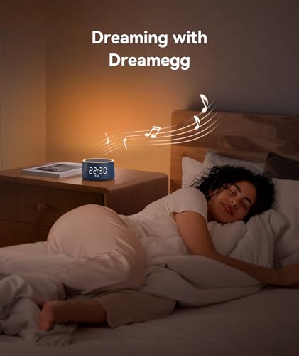 Image of Dreamegg Sound Machine & Alarm Clock - White Noise Machine with 7 Wake-Up Sounds, 0-100% Dimmable, Night Light, Sound Machine for Sleeping, Office, Home, Travel Essentials Gift, Navy