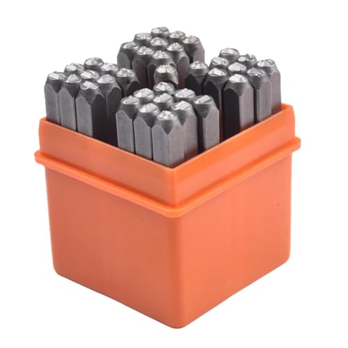 WheatThrive Juego de sellos de metal de 37 piezas, perforadores de acero al carbono de 3 mm, letras y números de la A a la Z, formas de corazón para hacer joyas, manualidades de cuero, herramientas de