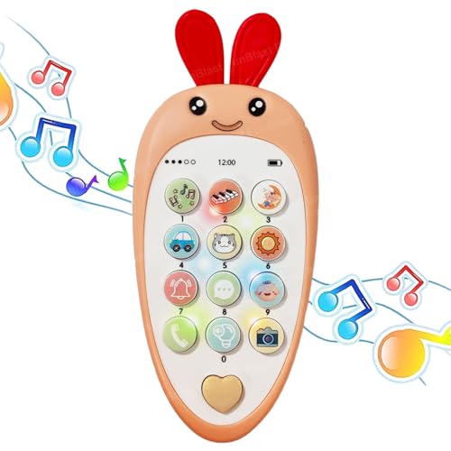 Image of FunBlast Cartoon Musical Mobile Phone for Kids, Mobile with Light & Sound Toys for Babies | Educational Toys for Kids 3+ Years /Boys /Girls-1 Unit (Peach)