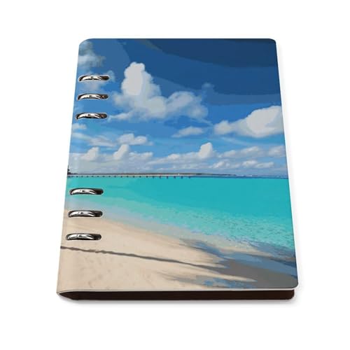 Cuaderno A5 de hojas sueltas con 6 anillas recargables y cubierta de piel sintética