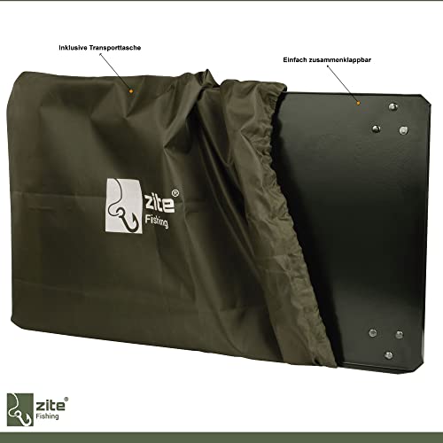 Zite Fishing Bivvy-Table Angeltisch – Zelt-Tisch mit Transport-Tasche für Karpfen-Angler Camping & Mehr - Boilie-Table Klappbar & Höhenverstellbar - Angel Tisch, Angeltisch klappbar
