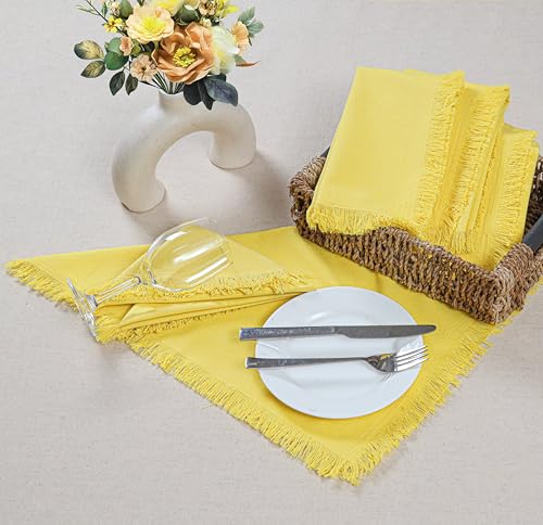 Servilletas de Tela de Algodón Set x12 18x18 Pulgadas Amarillo miniatura 5