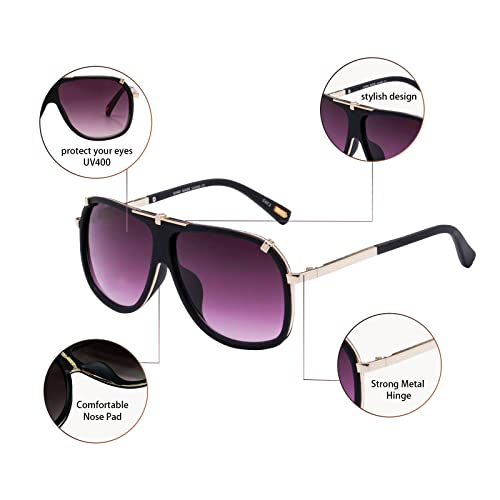 Hanj Retro Sunglasses Womens Mens Classic Aviator Frame 70s Vintage Disco Glasses4