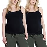 Motherhood Maternity Women's Clip Down Nursing Tank Top Cami with Adjustable Straps for Breastfeeding-2 Pack, Black/Black, Small