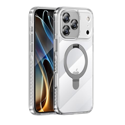 Bolvee iPhone 17 ケース クリア リング magsafe対応 アイフォン17 カバー iphone17 スマホケース マグネット ワイヤレス充電 薄型 耐衝撃 スタンド機能 マグセーフ 透明 6.3インチ iphone17カバー (シルバー
