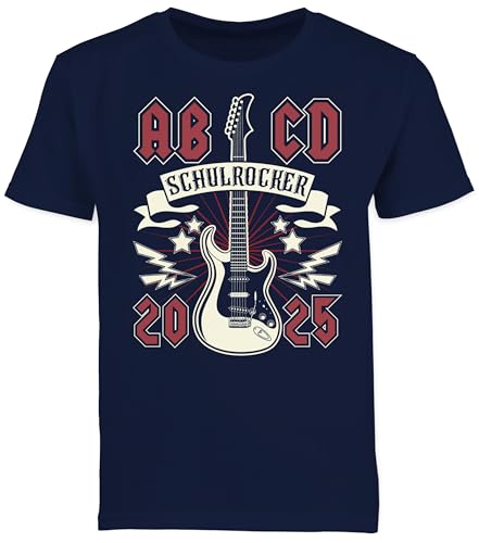 Kinder T-Shirt Jungen - Einschulung Junge - ABCD Schulrocker - 128 (7/8...