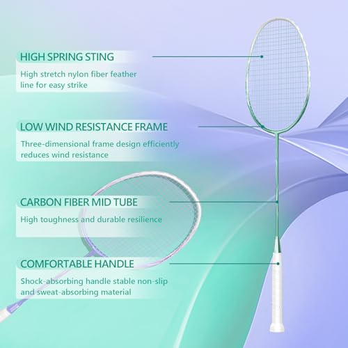 Image of Professional Carbon Fiber Badminton Rackets Badminton Racquet for Backyards Gym