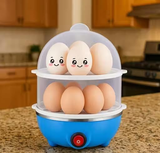 Image of 14-Egg Double Layer Electric Egg Boiler & Steamer - 350W Automatic Egg Cooker for Boiling, Poaching & Steaming - Fast & Efficient Kitchen Appliance (Multicolor)