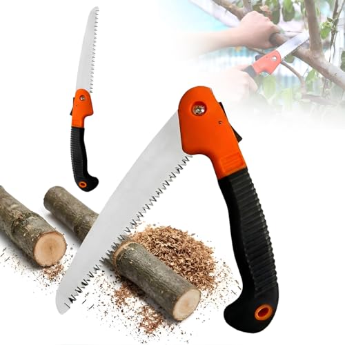 My Garden Folding Pruning Saw - Foldable Tree Saw with Carbon Steel Blade & Non-Slip Rubber Handle - Compact Handheld Folding Cutter for Gardening Camping Bushcraft & Wood Cutting - Garden Tool