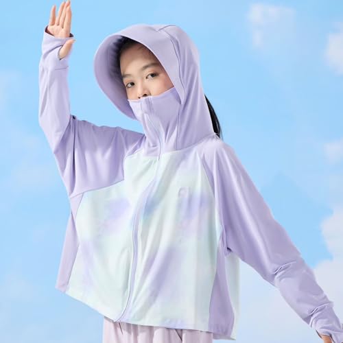 Kids UPF50+ Sun Protection Hoodies Color Block Loose Raglan Long Sleeve Zip-Up Cooling Ice Silk Sun Shirts for 2-14 Years4
