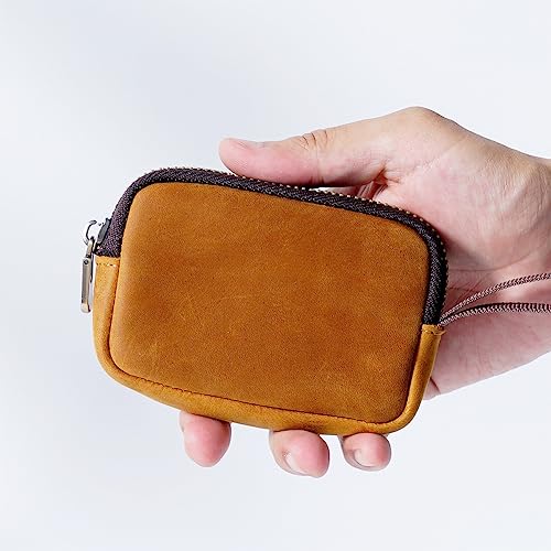 1 Pcs Leather Zipper Coin Purse Rectangle Wallet, Coin Organizer, Change Holder,Card Case, Mini Leather Zipper Storage Bag for Men & Women3