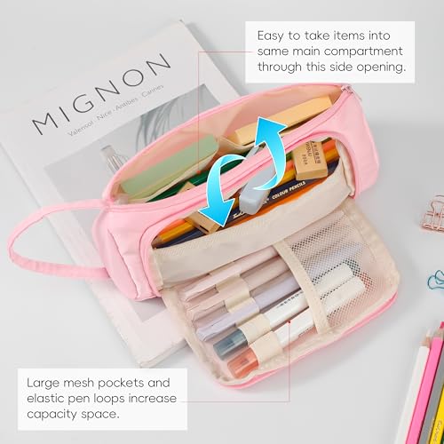 Image of Zzrywuty Big Pencil Case Pouch Large Capacity Soft Quilted Pen Bag for Teens Girls Adults Student Simple Stationery Bag School College Office (White Checkered)
