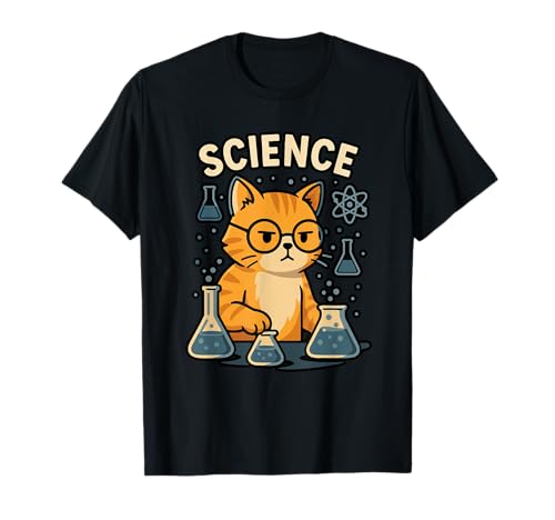 Cat Science Lab Graphic Funny Nerd Humour T-Shirt
