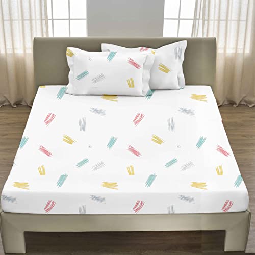Image of Flat Bedsheet with 2 Pillow Cover - Cotton Bedsheet /Bedsheets /Bed Sheet - Print9