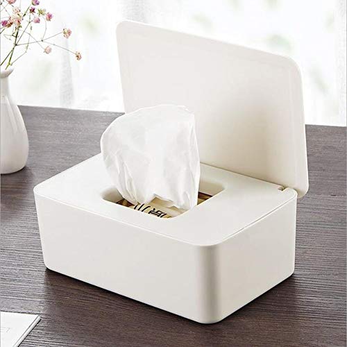 Soporte de Caja de dispensador de toallitas húmedas para bebés, Gran Funda de toallitas para la Caja de Almacenamiento para Tejidos con Tapa, conserva Las toallitas Frescas – Blanco