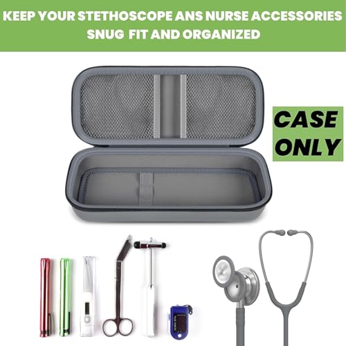 Image of ALKOO Stethoscope Case for 3M Littmann Classic III /Cardiology IV, Grey | for MDF Acoustica Stethoscopes, for Nurses, Doctors, Nursing School Essentials, Students, Clinic, EMS, Travel, Hard Bag Only