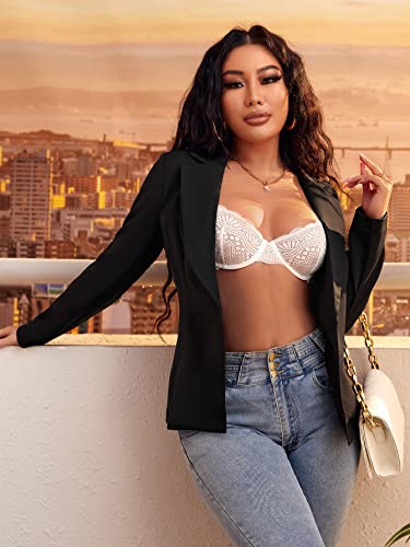 WDIRARA Women's Long Sleeve Open Front Blazer Casual Work Office Jacket4