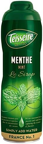 Teisseire Mint Concentrated Mint Syrup for drinks, sodas, and flavoring teas, 600 ml / 20 fl oz., Mint