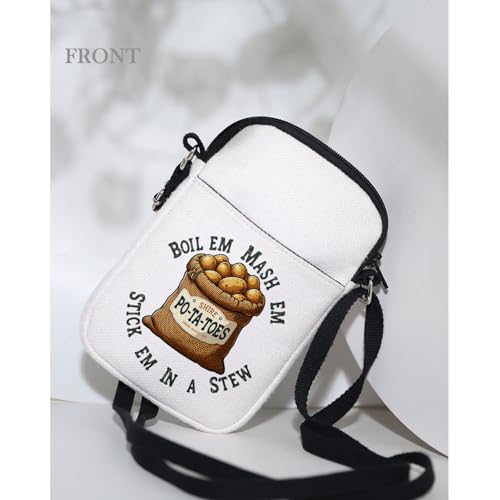 MAOFAED Boil Em Mash Em Stick Em in A Stew, Potatoes Funny Saying, Crossbody Bag for Bookish,Bookworm (boil em)3