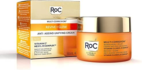 RoC - Multi Correxion Revive + Glow Unifying Cream Rich - Vitamin C - Anti-Wrinkle and Ageing - Improves Skin Tone - Prevents Dark Spots - 50 ml