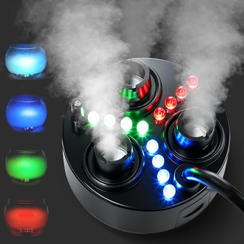 Mxmoonant 3 Kopf Ultraschall-Nebelmacher 1500mL/H Nebelmaschine mit 6 Ersatz Zerstäubungsscheiben für Wasserbrunnen Teich Aquarium Steingarten Waschbecken