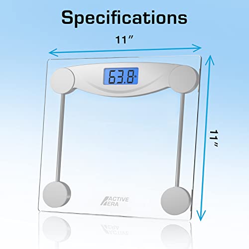 Active Era Digital Body Weight Scale - Ultra Slim High Precision Bathroom Scale With Tempered Glass, Step-On Technology And Backlit Display - Body Weighing Scale 180Kg / 400Lb (Lbs/Stone/Kgs) #TOP7