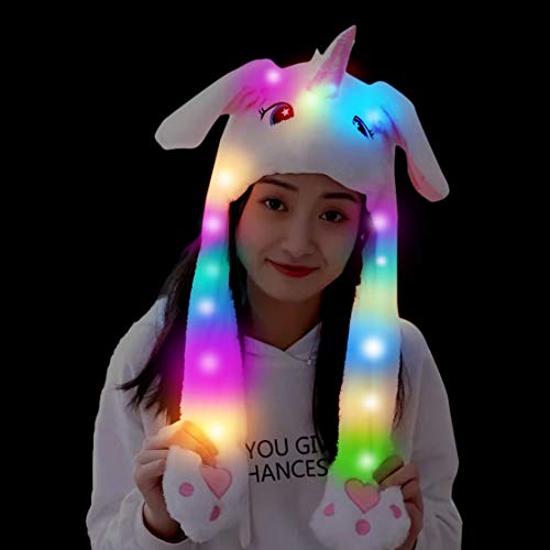 Unisex Funny Hat With Moving Ears Plush Unicorn Hat Ears Fancy Dress Cosplay Christmas Birthday Best Gift for Kids Adults Toys for Age 3 4 5 6 7 8 9 10 11 12 Year Old Girls Boys Age Toddler Gifts