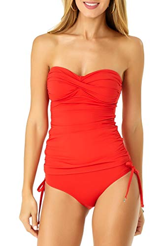 Image of Anne Cole Women's Twist Front Shirred Bandeau Tankini Swim Top