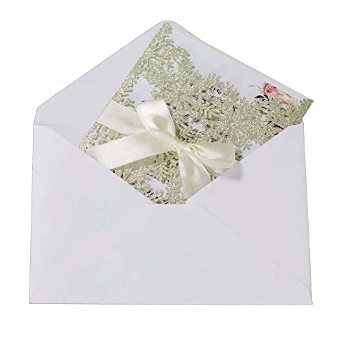 Invitation de mariage découpée au laser avec papier imprimable blanc - 6