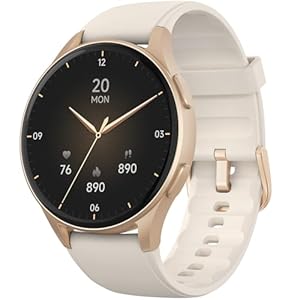 Smartwatch, Built-in Alexa, GPS, VO2 Max, HRV, Blood Oxygen, Sleep Monitoring, Women’s Health, Custom Reminders, Sports Tracking, 1.32″ AMOLED, Compass, Altimeter (Bluetooth, Gold, 43mm)