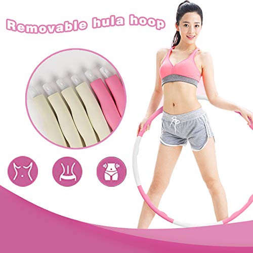 Buaszay Exercise Hoop for Adults and Child, Remove or Install The Number of Sections to Change The Size, and Can Increase its Weighted (Pink + White, 8 Sections,2 Pounds) - Thumbnail 4