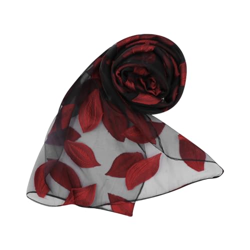 ANKOMINA Women Girls Soft Lightweight Leaves Mesh Sheer Silk Scarf Fashion Lace Beach Wrap and Shawls Towel Scarves4