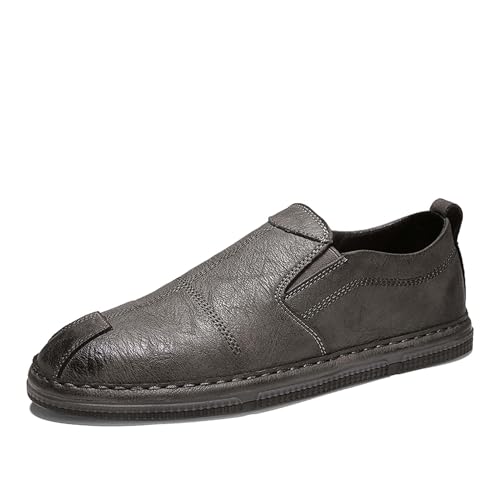 Men's Loafers Fashion Retro Casual Business Office Work Driving Leather Shoes, Lightweight, Comfortable, Breathable