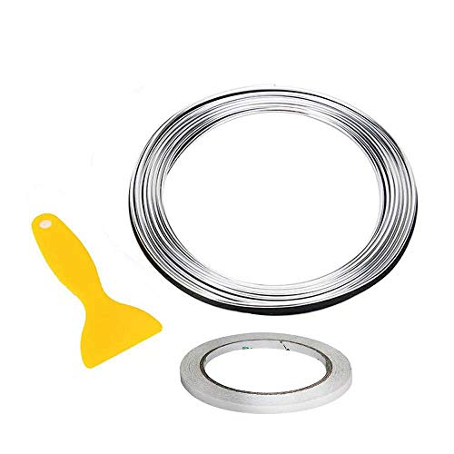 Tiras Líneas de Molduras Interior del Coche - AUTOMAN 16.4 Pies Tiras Interiores De Moldeo Para Automóviles Con Herramienta De Instalación Exclusiva Para la Mayoría de los Automóviles (5m Plata)