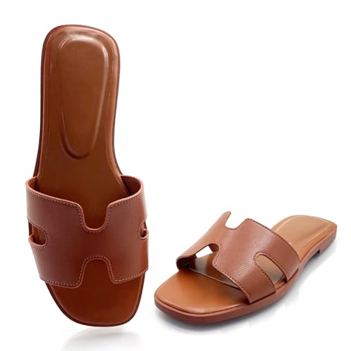 Womens Flat Sandals,Anti slip fashion sandals,Flat Slide Sandals for women,Comfy Style,women's gift, for vacation, sightseeing, and shopping