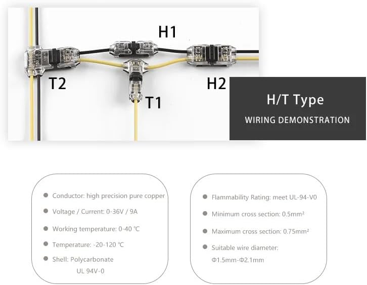 10PCS 2 Pin Way Waterproof Electrical Connector Led Car Compact Wire Connectors Splice Crimp Terminal Block(T1 Transparent)